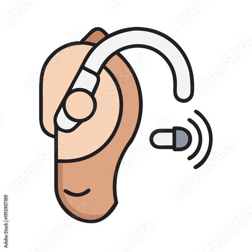 Hearing Aid Ear Medical Flat Line Icon