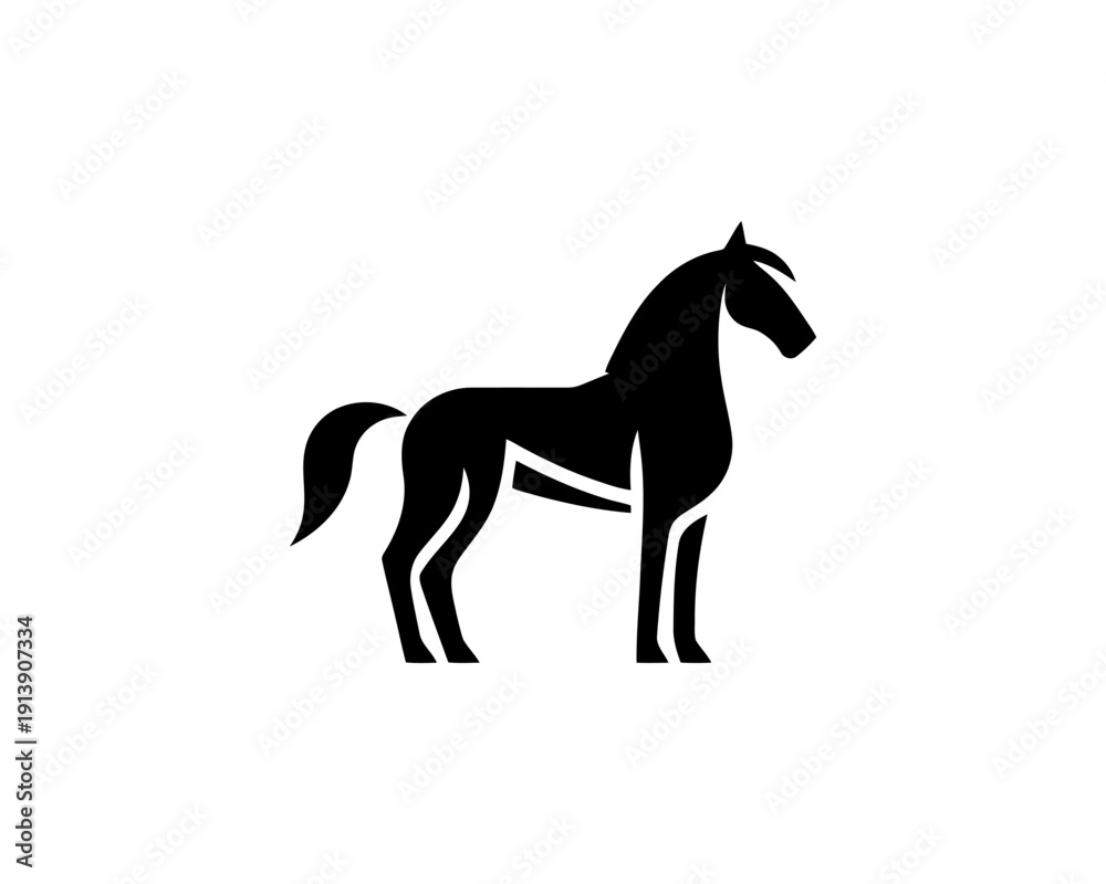 Fototapeta premium Horse full body silhouette minimal vector logo for brand identity