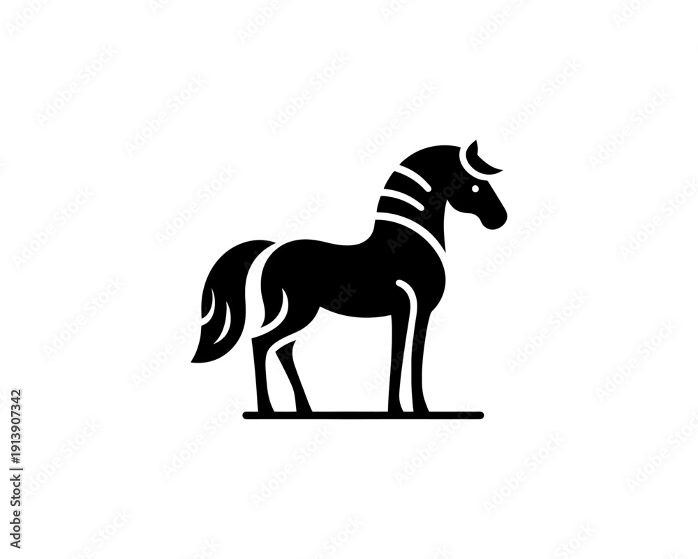 Obraz premium Horse full body silhouette minimal vector logo for brand identity