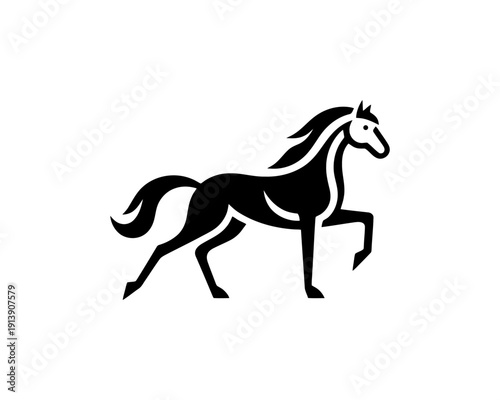 Horse full body silhouette minimal vector logo for brand identity