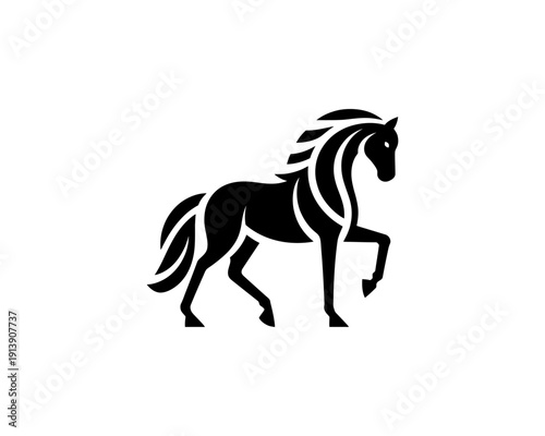Horse full body silhouette minimal vector logo for brand identity