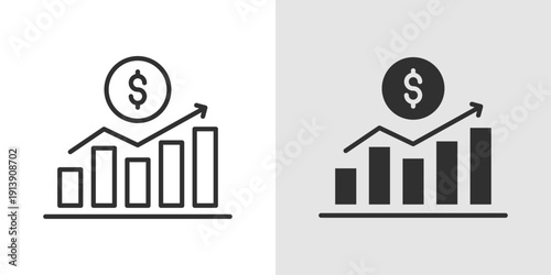 Business Profit Icon representing company earnings, revenue growth, financial success, and positive performance indicators in corporate and enterprise environments.