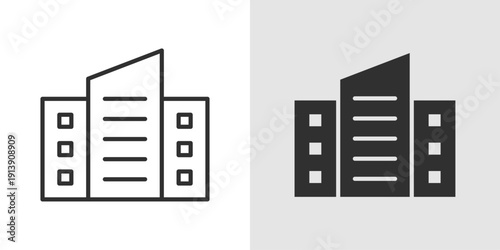 Office Building Icon representing corporate offices, business premises, commercial buildings, and organizational workplaces.