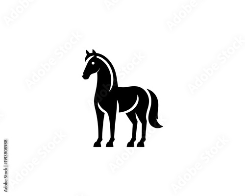 Horse full body silhouette minimal vector logo for brand identity