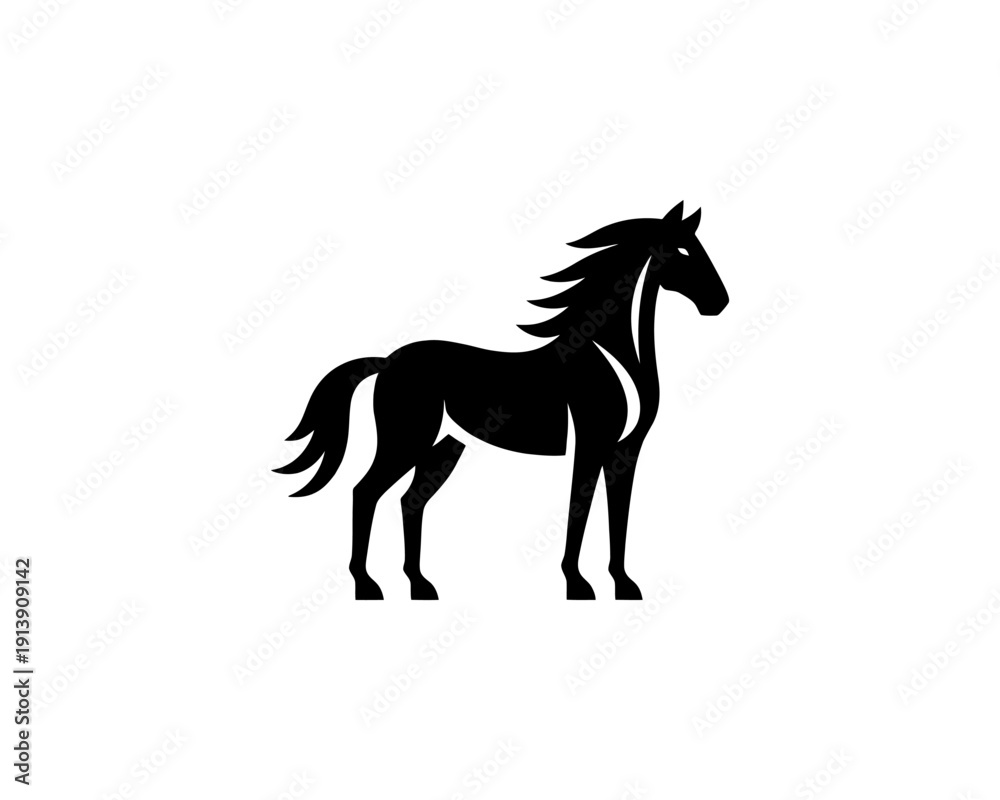 Obraz premium Horse full body silhouette minimal vector logo for brand identity