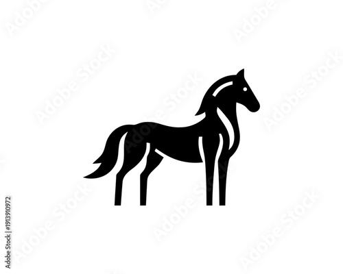 Horse full body silhouette minimal vector logo for brand identity