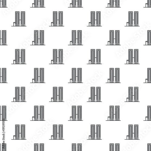 Urban skyline twin towers line icon vector seamless background