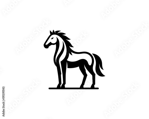 Horse full body silhouette minimal vector logo for brand identity