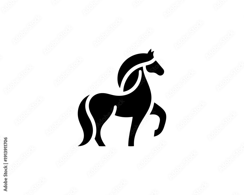 Fototapeta premium Horse full body silhouette minimal vector logo for brand identity