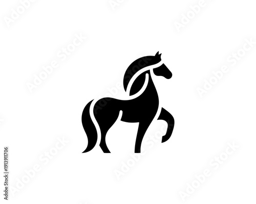 Horse full body silhouette minimal vector logo for brand identity