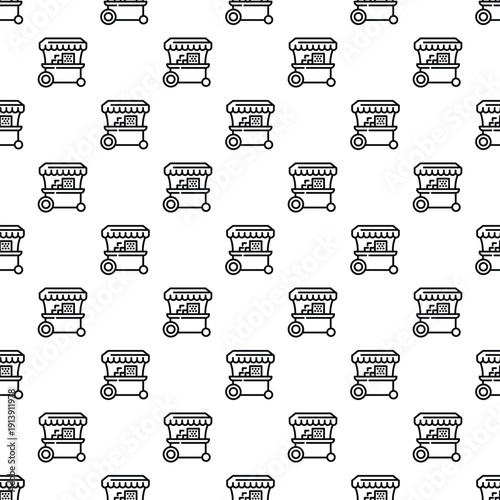 Food cart stalls arranged in a repeating pattern on a white background