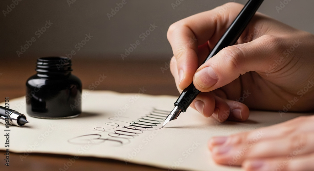 custom made wallpaper toronto digitalHand writing calligraphy with a fountain pen on paper