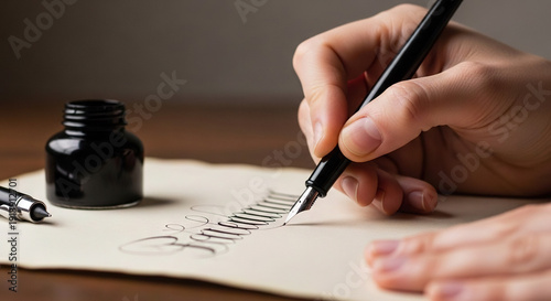 Wallpaper Mural Hand writing calligraphy with a fountain pen on paper Torontodigital.ca