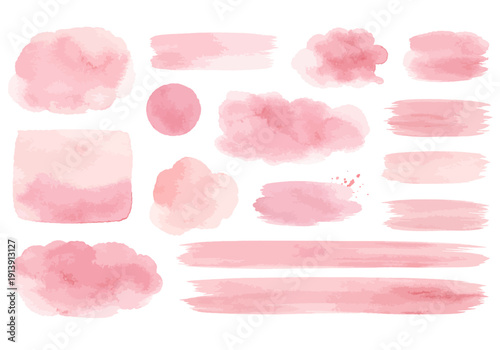 Blush pink watercolor stains Paint stropke washes Kit of splashes