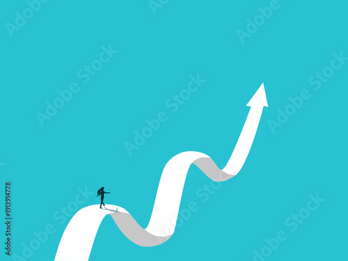 businesswoman navigates cautiously on a volatile chart
