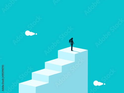 businesswoman successfully stood on the last step of the ladder.