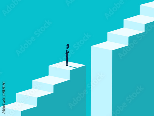 Bild auf Leinwand businessman solves the problem of the gap in the staircase.