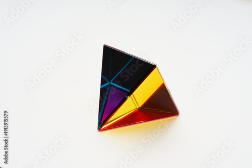 Abstract Metallic Gold and Ruby Pyramid Geometric Shape Illustration