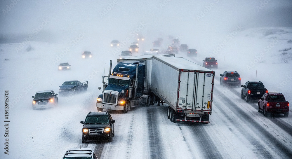 custom made wallpaper toronto digitalHeavy snowstorm on a multi-lane highway with traffic