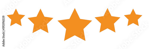 Five star rating icons and customers reviews system. Vector illustration isolated on white background.