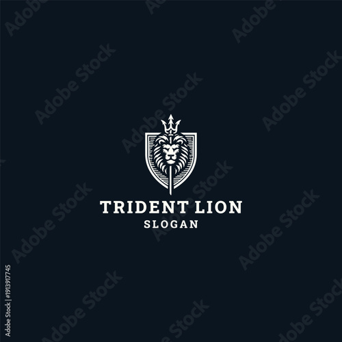 Trident lion logo vector icon illustration