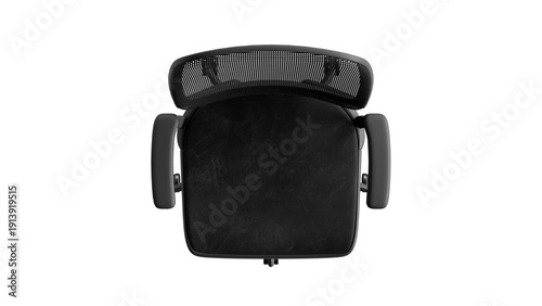 Konstfotografi Top view of a black office chair on a transparent background.