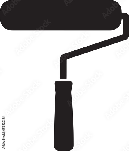 Black Paint Roller Vector Icon