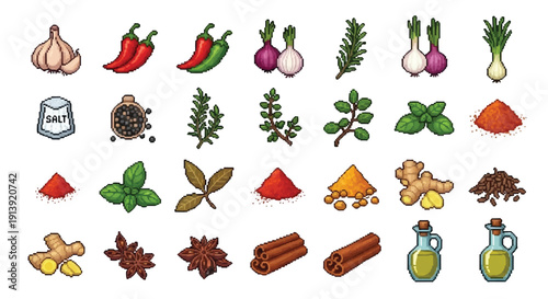 Variety of Spices and Herbs Collection.