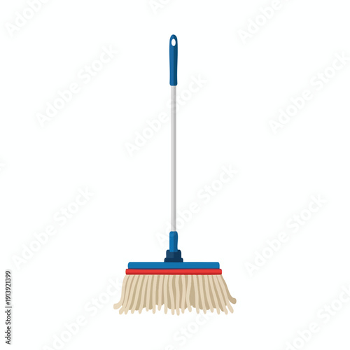 Cleaning Broom with Blue Handle