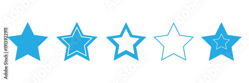 Five star rating icons and customers reviews system. Vector illustration isolated on white background.