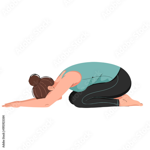 Woman in child's pose during yoga practice for relaxation and flexibility