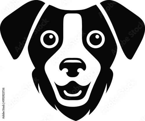 Cute dog face silhouette vector illustration in clean minimalist style. Friendly puppy head icon isolated on transparent background. Perfect for pet shop logo, veterinary clinic branding, animal masco