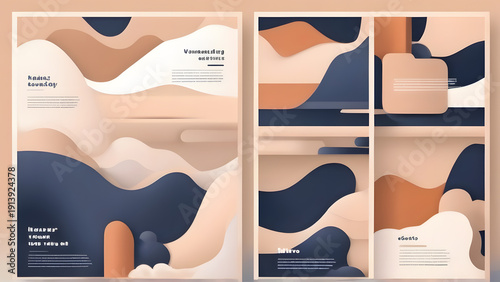 Futuristic Tech Background with Rounded Rectangle Panels｜青系テクノロジー抽象背景（AI／データ／HUD）