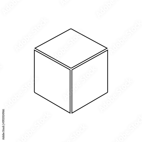 cube outline 3d geometric shape block isolated on white background