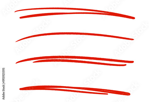 Hand drawn grunge brush red stroke lines collection marker line set isolated on white background vector illustration