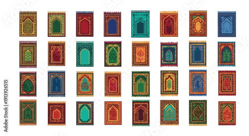 Collection of colorful miniature door designs.