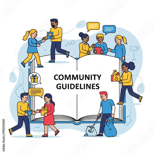 People following community guidelines together.