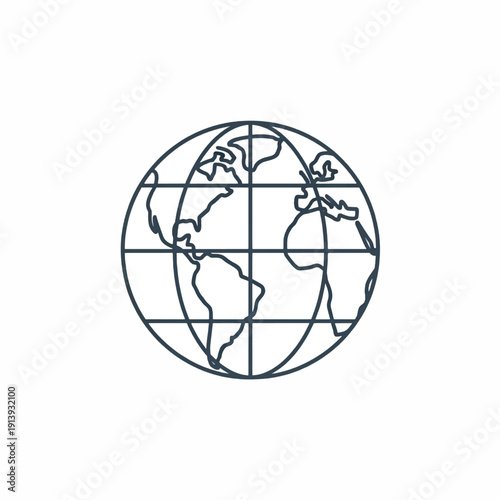 Minimal line drawing of a globe illustrating global connectivity and environmental awareness.