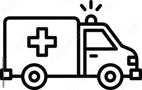 Ambulance icon with medical cross and siren lights for emergency medical service concepts