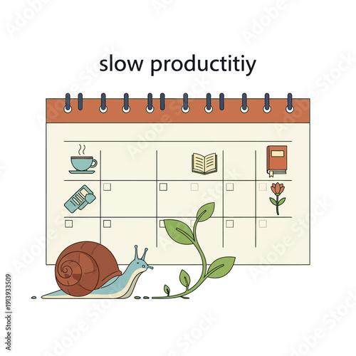 Snail on a calendar page slowly.