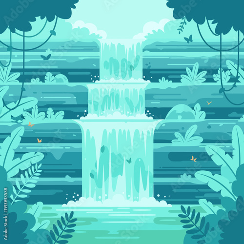 Waterfall in a tropical environment.