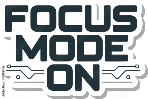 Focus mode on high tech digital typography design with circuit board style elements