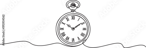Continuous line of vintage watch, Watch continuous line icon vector illustration.one line vector illustration with white background