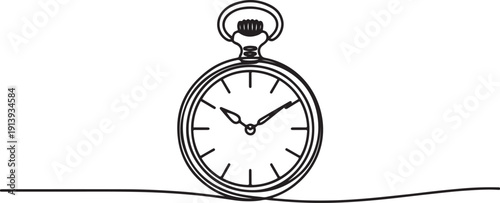 Continuous line of vintage watch, Watch continuous line icon vector illustration.one line vector illustration with white background