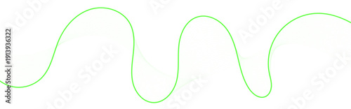 Green Wavy Line Abstract Background on White, Data Flow Wave Shape Concept, Modern Technology Vector Design.