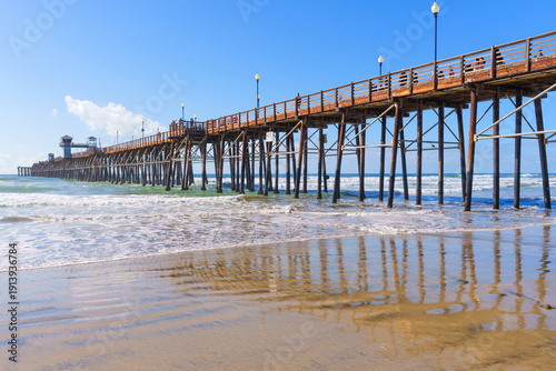 Wallpaper Mural Historic Oceanside Pier Reflection on Wet Sand in California Torontodigital.ca