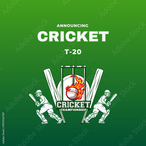 illustration of batsman playing cricket championship sports background