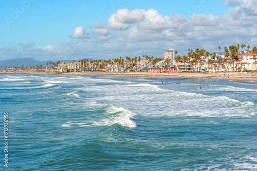 Photography Coastal Scenery of Oceanside California with Pacific Ocean Waves