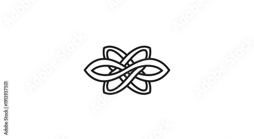 Simple black and white Celtic knotwork design element.