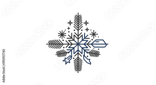 Delicate Snowflake Design with Intricate Patterns and Stars.